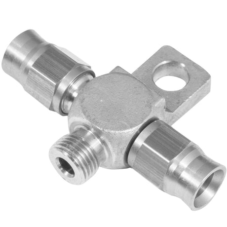 Proflow Stainless Steel Brake Adaptor Tee Block 1/8in. NPT To 2 x AN3 Hose w/Mount Tab - PFE328-03-01 PFE328-03-01
