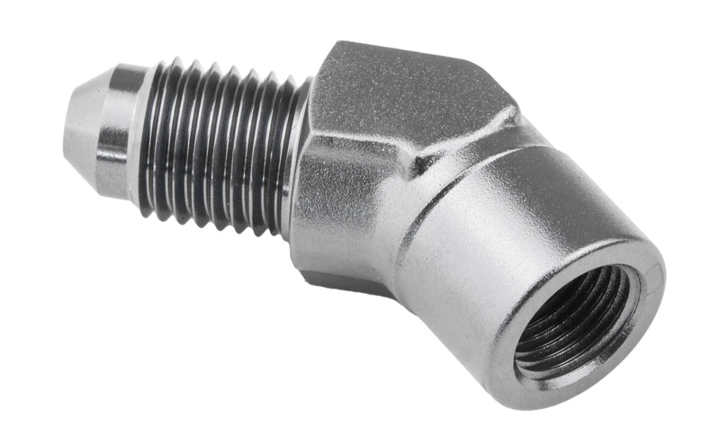 Proflow Female Adaptor 45 Degree Adaptor 1/8in. NPT To Male -03AN, Silver - PFE371-03S PFE371-03S