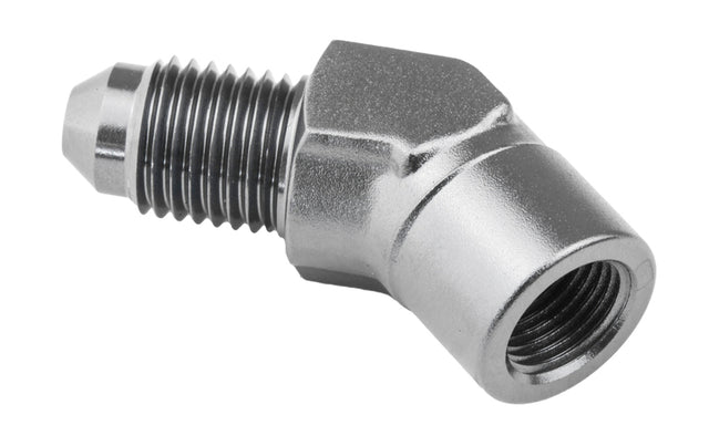 Proflow Female Adaptor 45 Degree Adaptor 1/8in. NPT To Male -04AN, Silver - PFE371-04S PFE371-04S