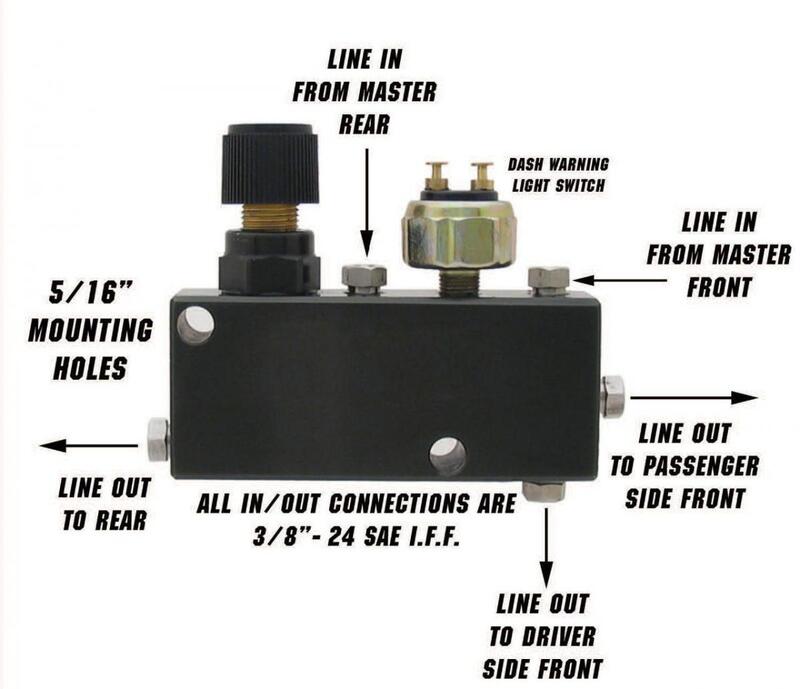 Proflow Adjustable Proportioning Valve Block , brake switch , Black Aluminium, Kit - PFE398