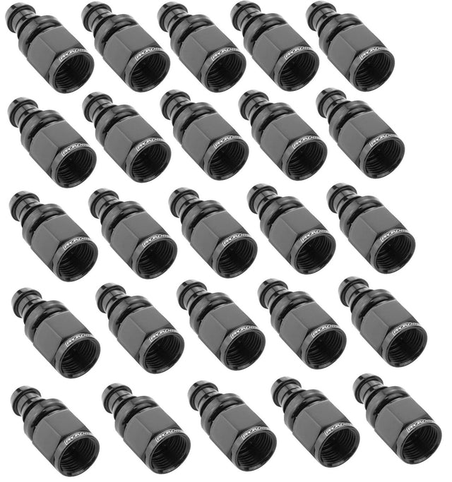 Proflow Bulk Straight Push Lock Hose End Barb 5/16'' To Female -06AN, Black 25pc - PFE401-05BK-25 PFE401-05BK-25