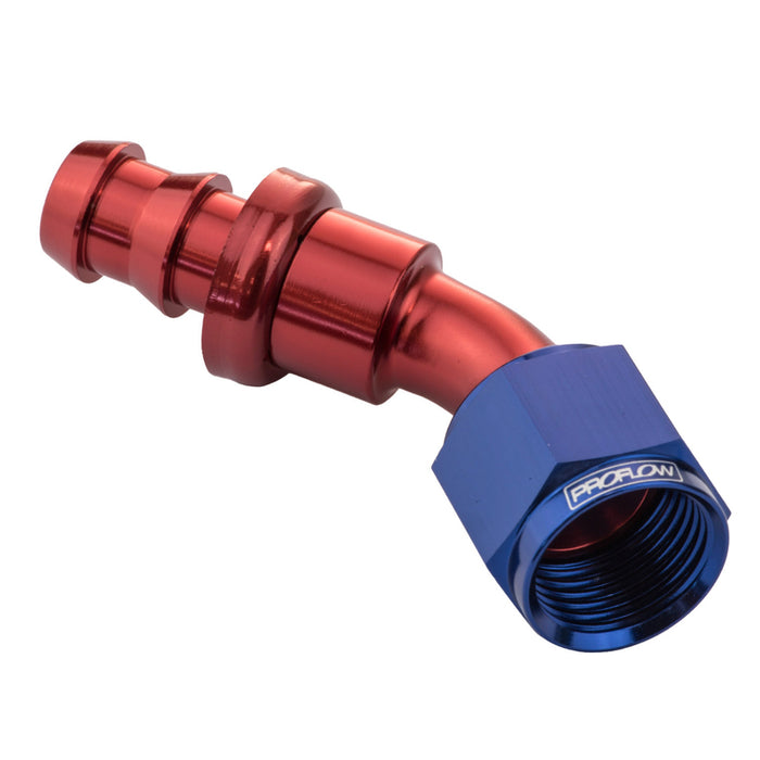 Proflow 45 Degree Push Lock Hose End Barb 1/4'' To Female -04AN - PFE402-04