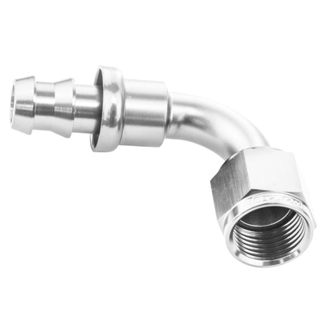 Proflow 90 Degree Push Lock Hose End Barb 3/8'' To Female -06AN, Polished - PFE403-06HP PFE403-06HP