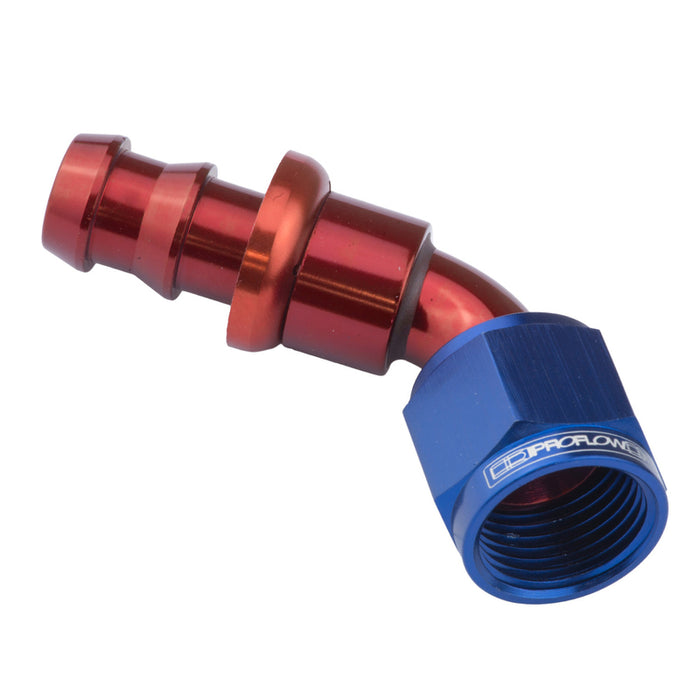 Proflow 60 Degree Push Lock Hose End Barb 1/4'' To Female -04AN - PFE410-04