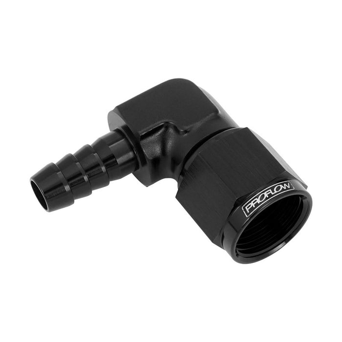 Proflow 3/8in. 90 Degree Barb Male Fitting To 04AN Female, Black - PFE413-04-06BK