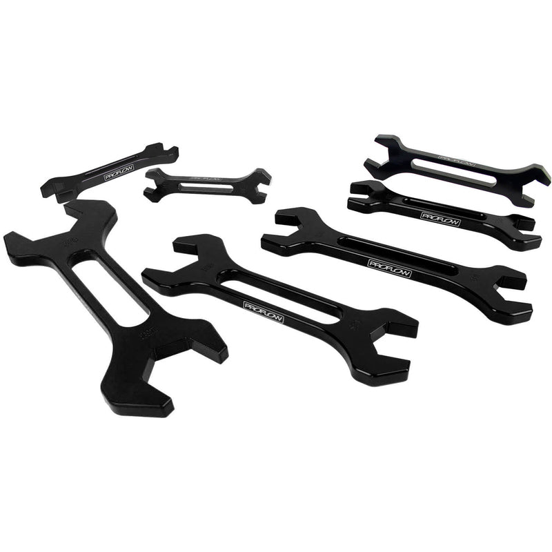 Proflow Billet Black Anodise Aluminium AN Double Ended Wrench Spanner Set 7 Piece - PFE432-KIT PFE432-KIT