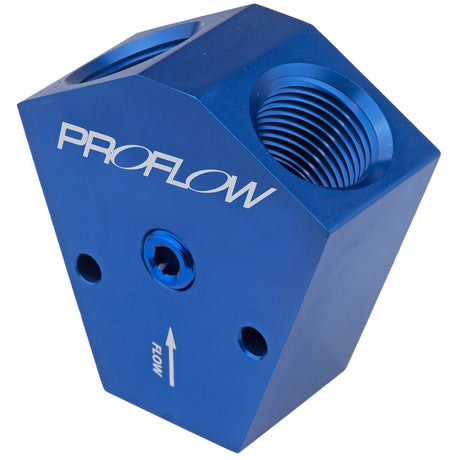 Proflow Fuel Block, Y-Type, Billet Aluminium, Red Anodised, 1/2in, in. NPT Female Inlet, 3/8 in. NPT Female Outlets, 1/8in. NPT Gauge Port - PFE451-10-08B PFE451-10-08B