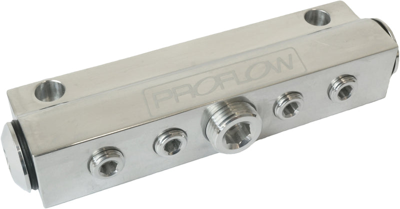 Proflow Billet Vacuum Manifold 7 Port w/ACC, Polished - PFE457P PFE457P