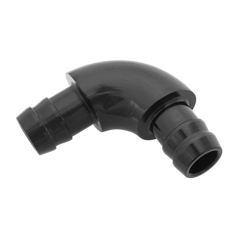 Proflow Hose End Barb Adaptor, Full Flow, 90 Degree, 1/2'' to 1/2'', Black, Each - PFE491-08 PFE491-08