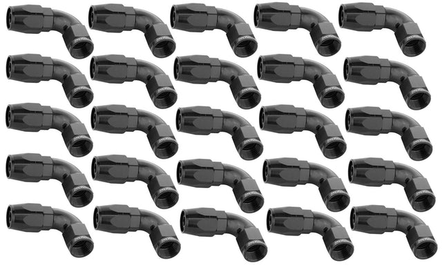 Proflow Bulk Pack Cutter Hose End 90 Degree -06AN, Black, 25pc - PFE503-06BK-25 PFE503-06BK-25