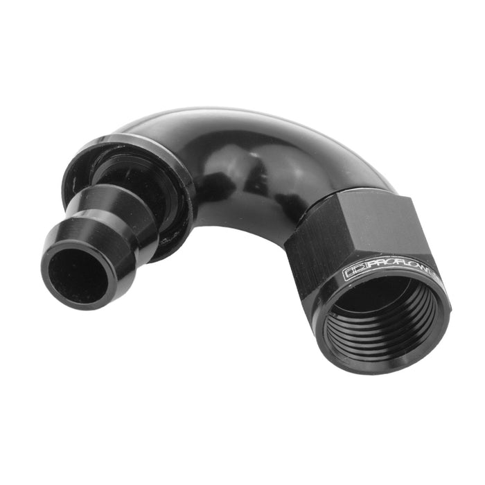 Proflow 150 Degree Fitting Hose End Full Flow Barb to Female -06AN, Black - PFE515-06BK