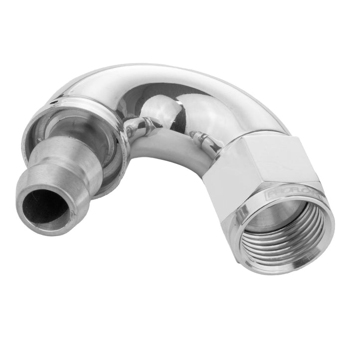 Proflow 150 Degree Fitting Hose End Full Flow Barb to Female -06AN, Polished - PFE515-06HP