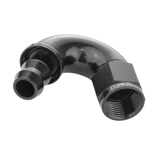 Proflow 150 Degree Fitting Hose End Full Flow Barb to Female -08AN, Black - PFE515-08BK PFE515-08BK