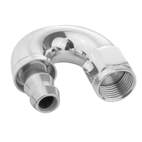 Proflow 180 Degree Fitting Hose End Full Flow Barb to Female -08AN, Polished - PFE516-08HP PFE516-08HP