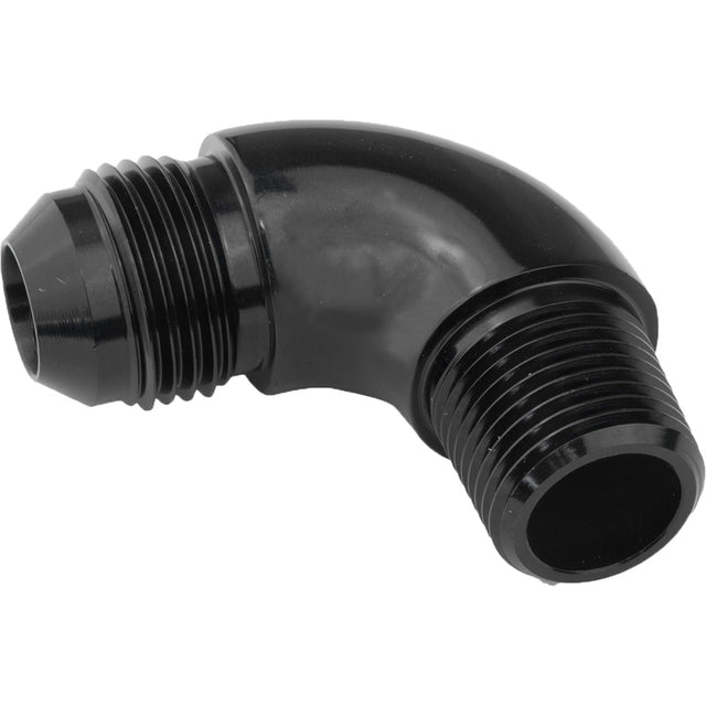 Proflow 90 Degree Full Flow 1/2in. NPT To Male -08AN Flare to NPT Adaptor, Black - PFE522-08-08BK PFE522-08-08BK