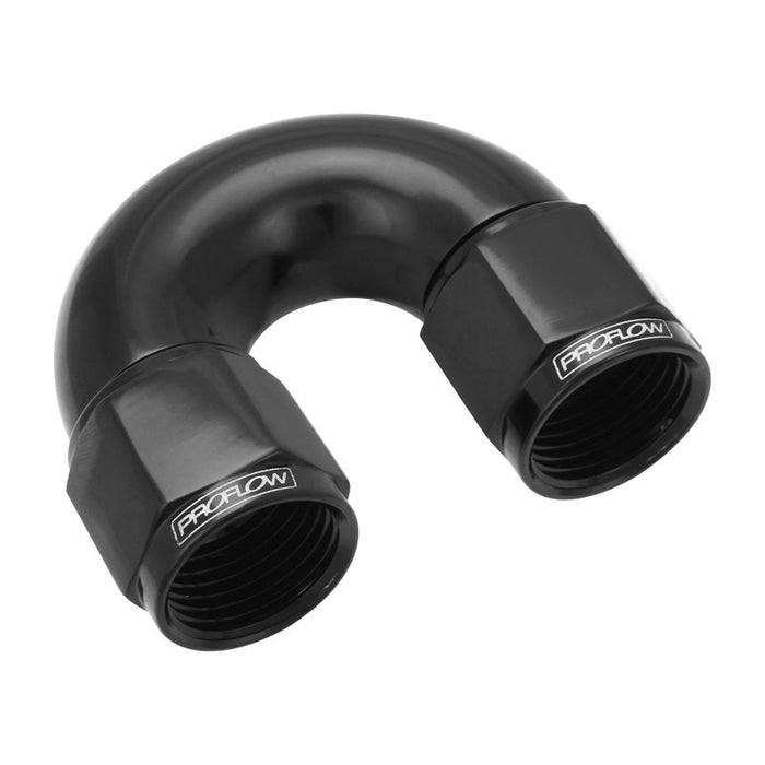 Proflow 180 Degree Female Flare Union Full Flow Swivel Hose End -06AN, Black - PFE536-06BK