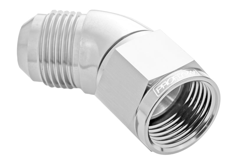 Proflow 45 Degree Full Flow Adaptor Male To Female -04AN, Polished - PFE542-04HP