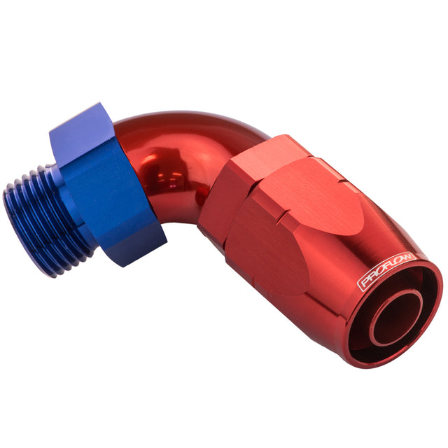 Proflow 90 Degree Fitting Hose End -08AN Orb Male To -08AN, Blue/Red - PFE549-08-08 PFE549-08-08