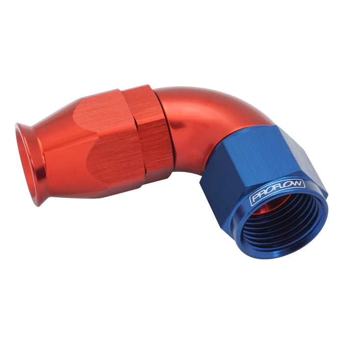 Proflow 90 Degree Fitting Hose End AN6 Suit PTFE Hose, Red/Blue - PFE573-06RB