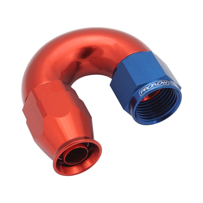 Proflow 180 Degree Fitting Hose End AN8 Suit PTFE Hose, Red/Blue - PFE576-08RB