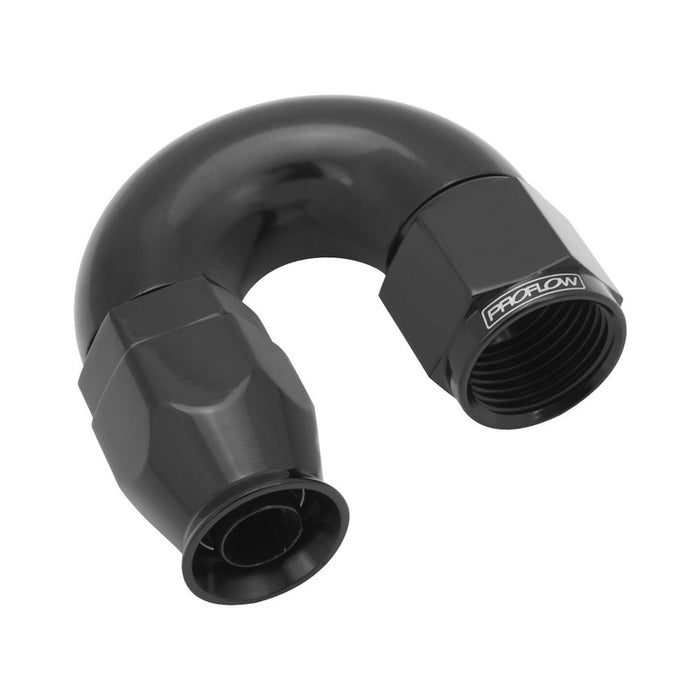 Proflow 180 Degree Fitting Hose End AN10 Suit PTFE Hose, Black - PFE576-10BK