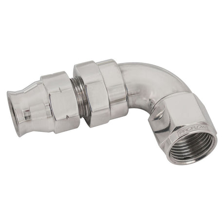 Proflow Full Flow 1/2in. Tube To Female -08AN Hose End, 90 Degree, Tube Adaptor, Polished - PFE593-08HP PFE593-08HP