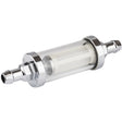Proflow Fuel Filter, Glass/Chrome, 5/16 in. Hose Barb Inlet and Outlet, Each - PFE605-05 PFE605-05
