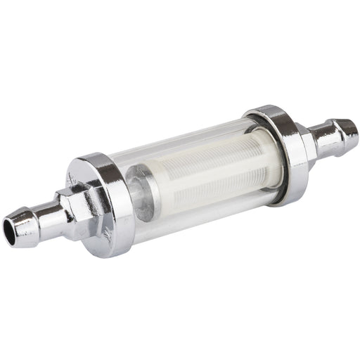 Proflow Fuel Filter, Glass/Chrome, 3/8 in. Hose Barb Inlet and Outlet, Each - PFE605-06 PFE605-06