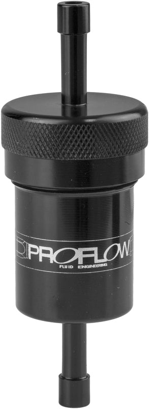 Proflow Fuel Filter Aluminium 1/4in. Hose barb 100 Micron Stainless Steel, Black - PFE606-04BK PFE606-04BK