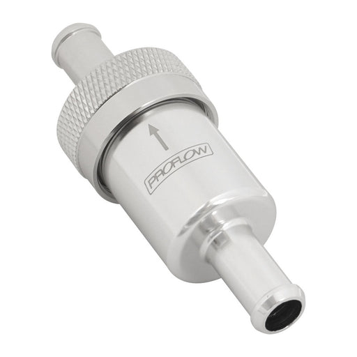 Proflow Fuel Filter Aluminium 3/8in. Hose barb 100 Micron Stainless Steel, Polished Silver - PFE606-06CH PFE606-06CH