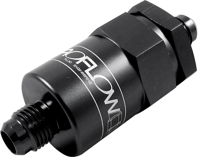 Proflow Billet Inline Aluminium Fuel Filter -06AN Black 30 Micron - PFE609-06BK PFE609-06BK