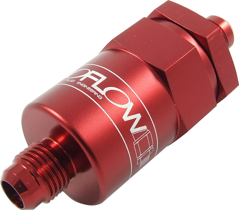 Proflow Billet Inline Aluminium Fuel Filter -08AN Red 30 Micron - PFE609-08R PFE609-08R