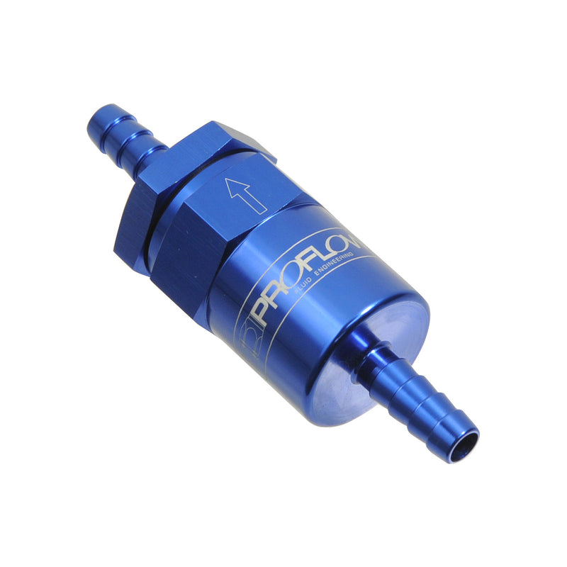 Proflow Billet Inline Aluminium Fuel Filter 3/8in. Barb Blue 30 Micron - PFE610-06B PFE610-06B