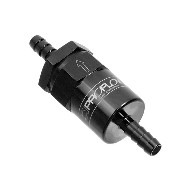 Proflow Billet Inline Aluminium Fuel Filter 1/2 in. Barb Black 30 Micron - PFE610-08BK PFE610-08BK