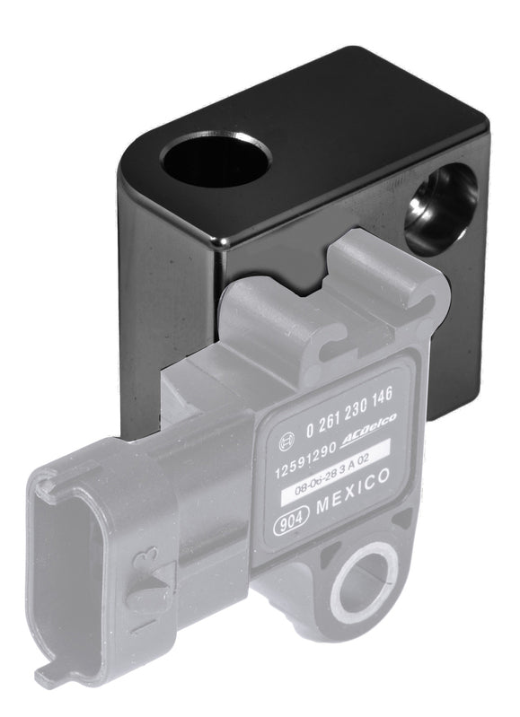 Proflow GM LS Engine MAP Sensor Relocation Block, Suits LS2/LS3 MAP Sensor, w/ 1/8" NPT Port, Black - PFE649BK PFE649BK