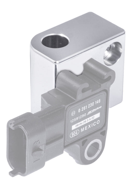Proflow GM LS Engine MAP Sensor Relocation Block, Suits LS2/LS3 MAP Sensor, w/ 1/8" NPT Port, Silver - PFE649 PFE649