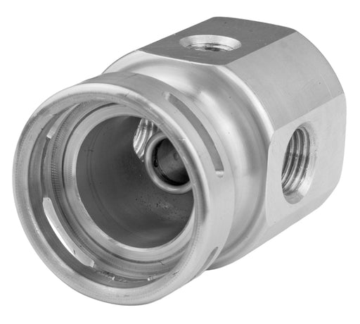 Proflow Bosch Fuel Regulator Adaptor, AN6 ORB Ports, 1/8'' NPT Port, Inline, Silver - PFE659 PFE659