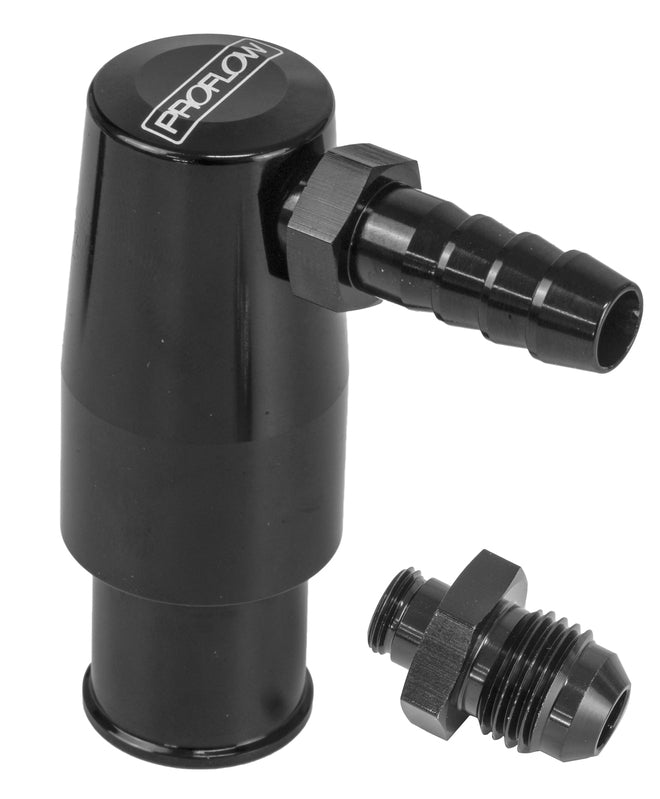Proflow Billet Aluminium Valve Cover PCV Valve Kit, Barb or AN Fitting, Suit 3/4'' ID, Black - PFE663BK PFE663BK