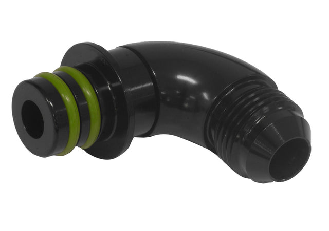 Proflow Fitting Transmission Adaptor For Ford ZF to AN Hose End, 90 Degree, Black AN8 - PFE674-08-90 PFE674-08-90