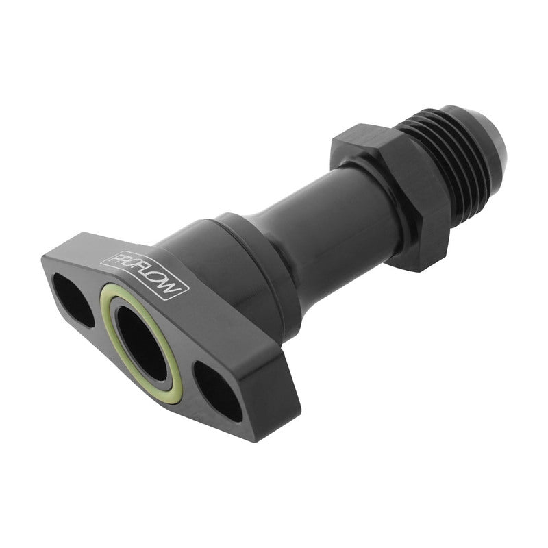 Proflow Adapter, Turbo Oil Drain, 70mm Long, 38-44mm GT Aluminium Adaptor, -08AN Female, Black - PFE675BK-L