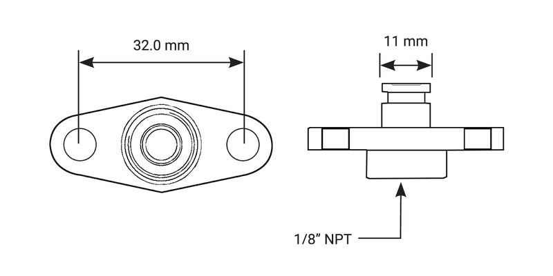 Proflow Fuel Rail Adaptor Fitting Aluminium 11mm To Female 1/8 NPT suit For Nissan / For Subaru / For Mazda - PFE682-18