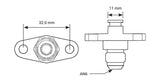 Proflow Fuel Rail Adaptor Fitting Aluminium 11mm To -06AN For Nissan / For Subaru / For Mazda - PFE682