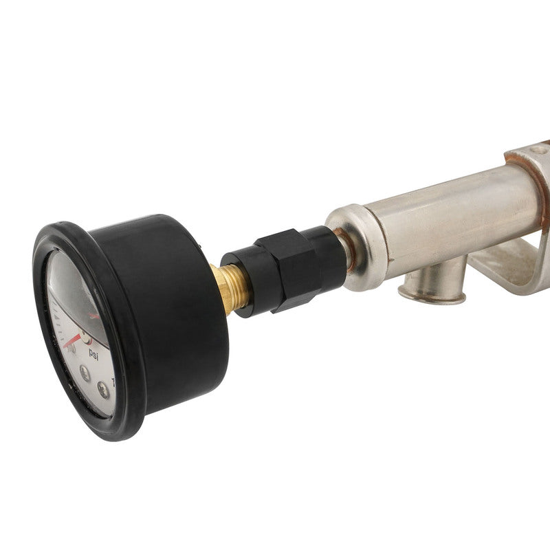 Proflow Fuel Pressure Gauge Adapter, Suits GM LS2/LS3 Fuel Rail Schrader Valve, Female AN4 to 1/8'' NPT, Aluminium, Black - PFE698-04
