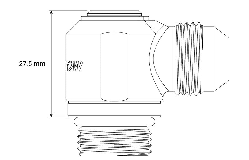 Proflow Low Profile Banjo Fitting, -08AN Male To -10AN ORB Male, 90 Degree - PFE760-08-10