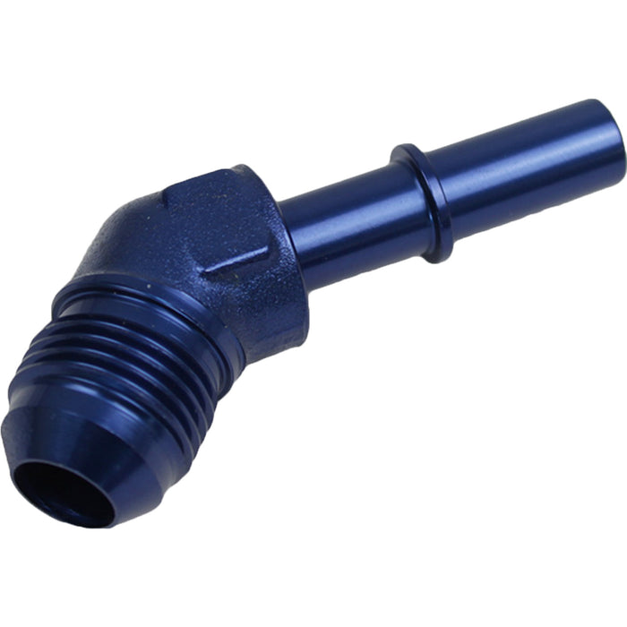 Proflow 5/16in. Male Fitting Quick Connect 45 Degree To -06AN Male Fitting, Blue - PFE809-01