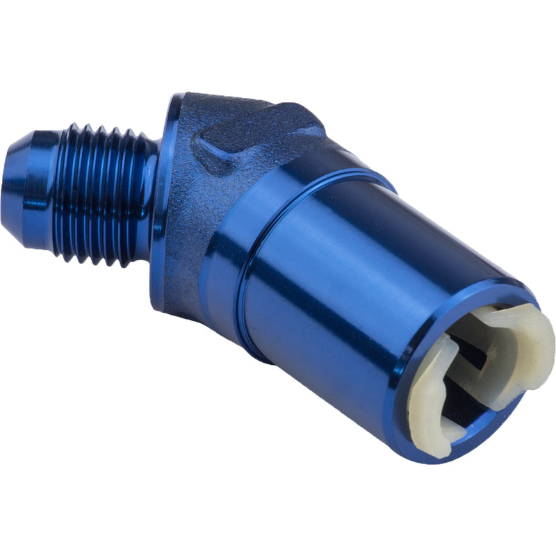 Proflow 3/8in. Female Fitting Quick Connect 45 Degree To -08AN Male, Blue - PFE811-03 PFE811-03