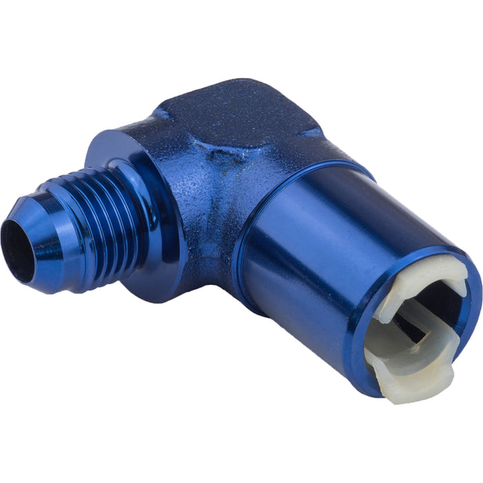 Proflow 5/16in. Female Fitting Quick Connect 90 Degree To -06AN Male, Blue - PFE812-01