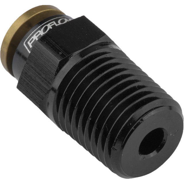 Proflow Fitting, Push To Connect Nylon Tube Straight 1/4in. Nylon Tube To 1/8in. NPT, Black - PFE851-03BK PFE851-03BK