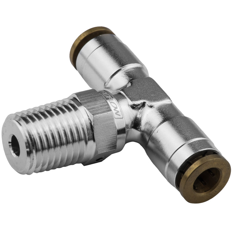 Proflow Fitting, Push To Connect Nylon Tube Tee 3/16in. Nylon Tube To 1/8in. NPT, Silver - PFE854-02S PFE854-02S