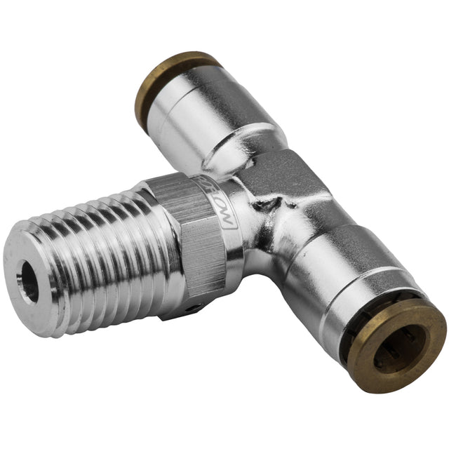 Proflow Fitting, Push To Connect Nylon Tube Tee 3/16in. Nylon Tube To 1/8in. NPT, Silver - PFE854-02S PFE854-02S